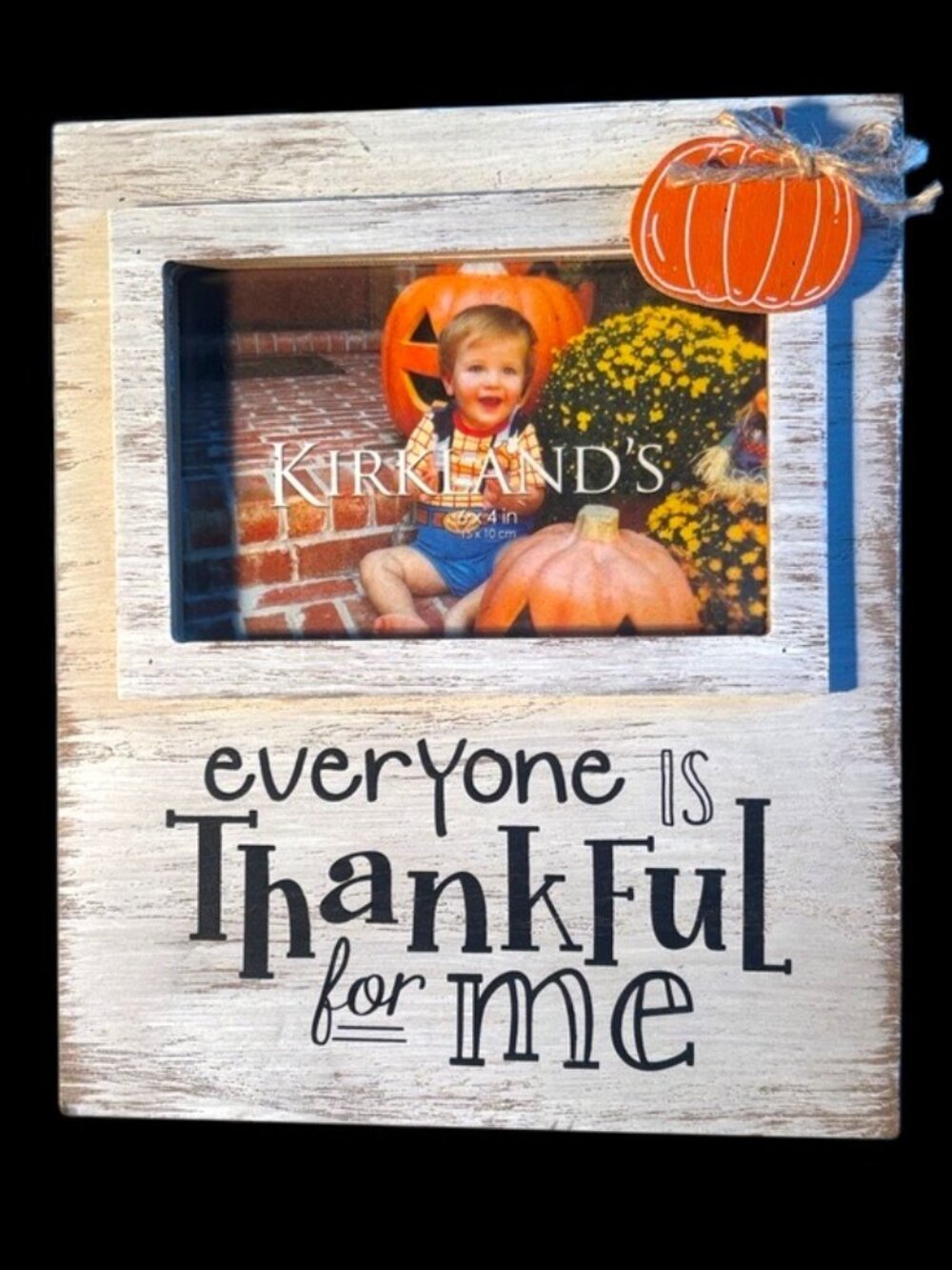 Kirkland’s Fall Pumpkin Picture Frame “Everyone Is Thankful For Me”4”x6” Rustic